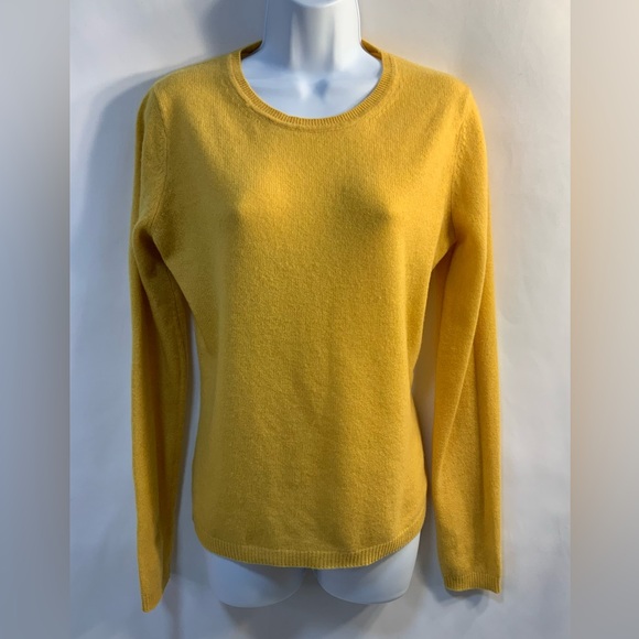 Ellen Tracy Women’s Yellow 100% Cashmere Sweater - Picture 5 of 7